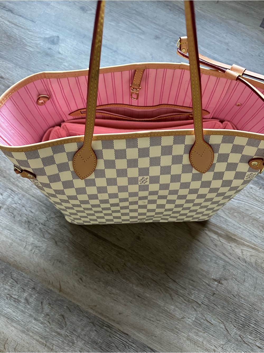 Louis Vuitton Damier Azur Tote with Pink Interior
